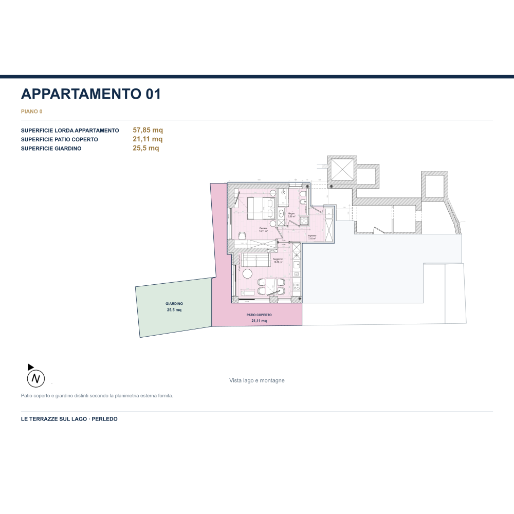 Apartment 01 floor plan, with the residence highlighted