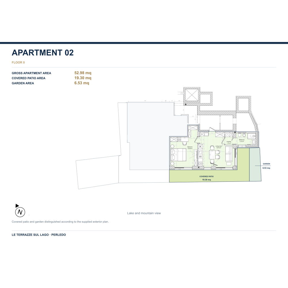 Apartment 02 floor plan, with the residence highlighted