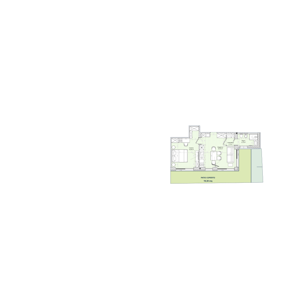Apartment 02 floor plan, with the residence highlighted