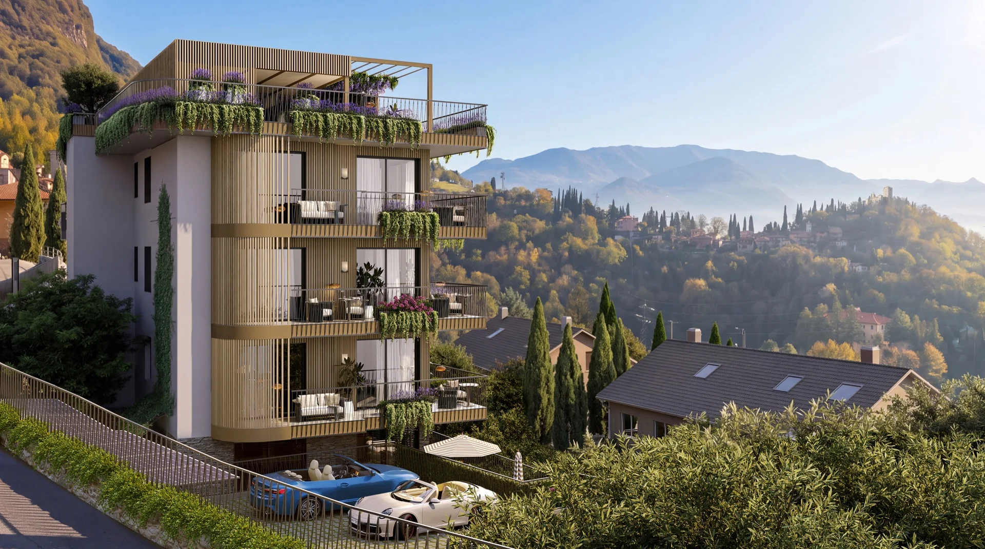 Render del progetto residenziale a Perledo, vista 1 di 7