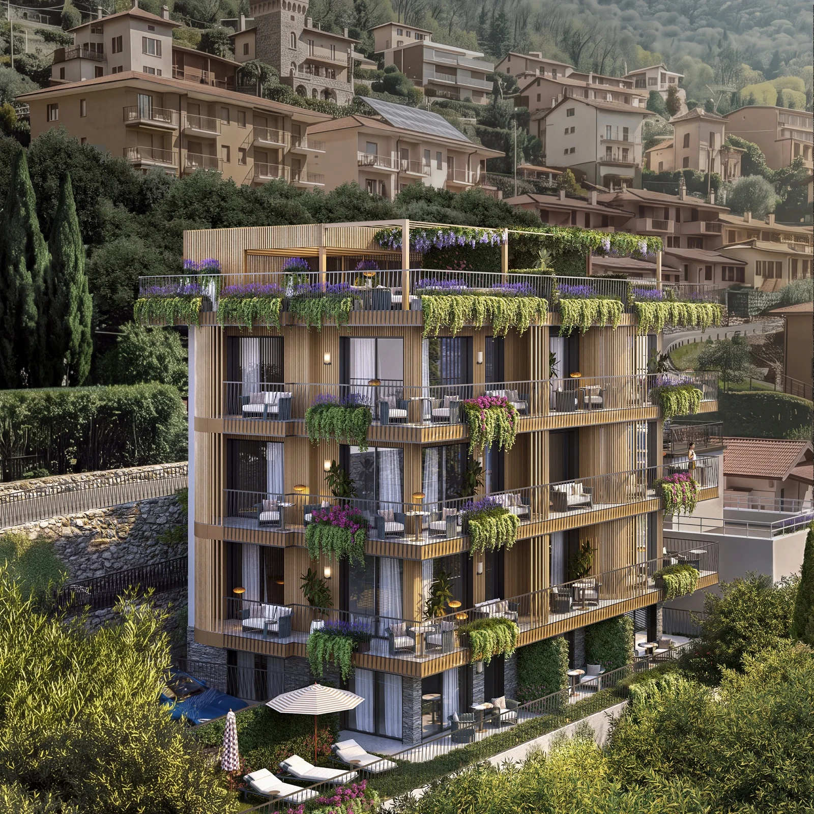 Render del progetto residenziale a Perledo, vista 2 di 7