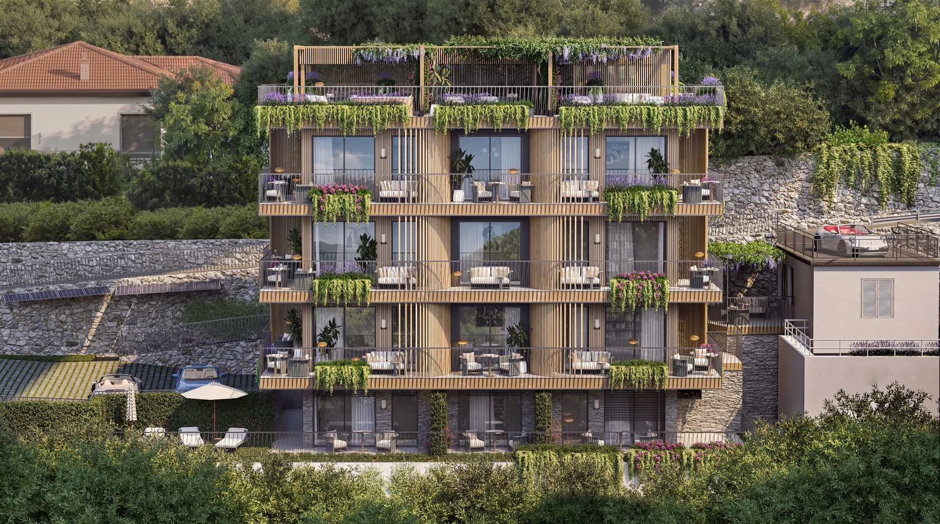 Render del progetto residenziale a Perledo, vista 3 di 7