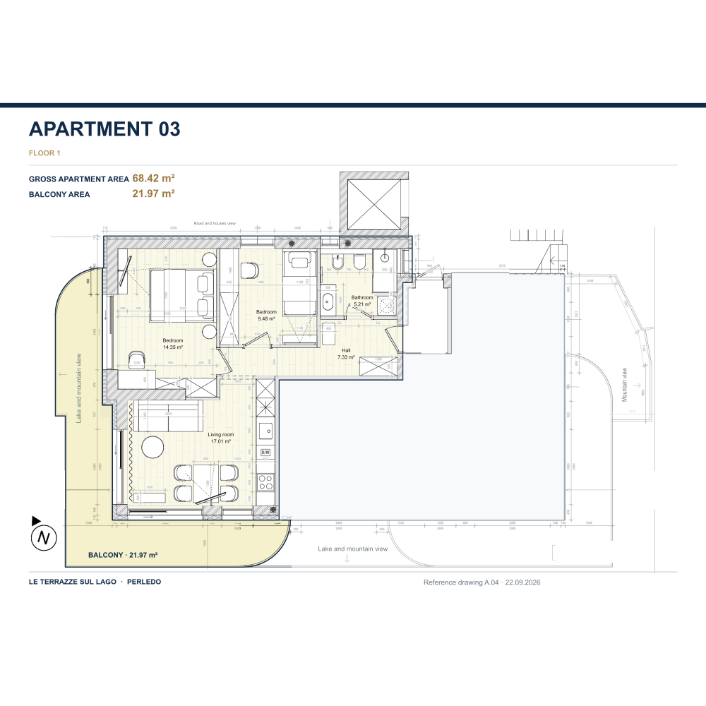 Apartment 03 floor plan, with the residence highlighted