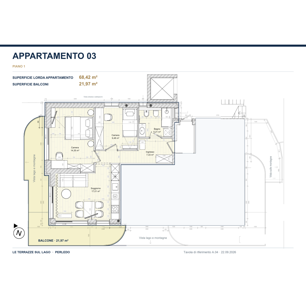 Apartment 03 floor plan, with the residence highlighted