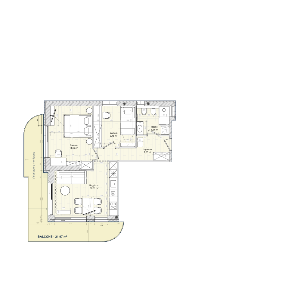 Apartment 03 floor plan, with the residence highlighted
