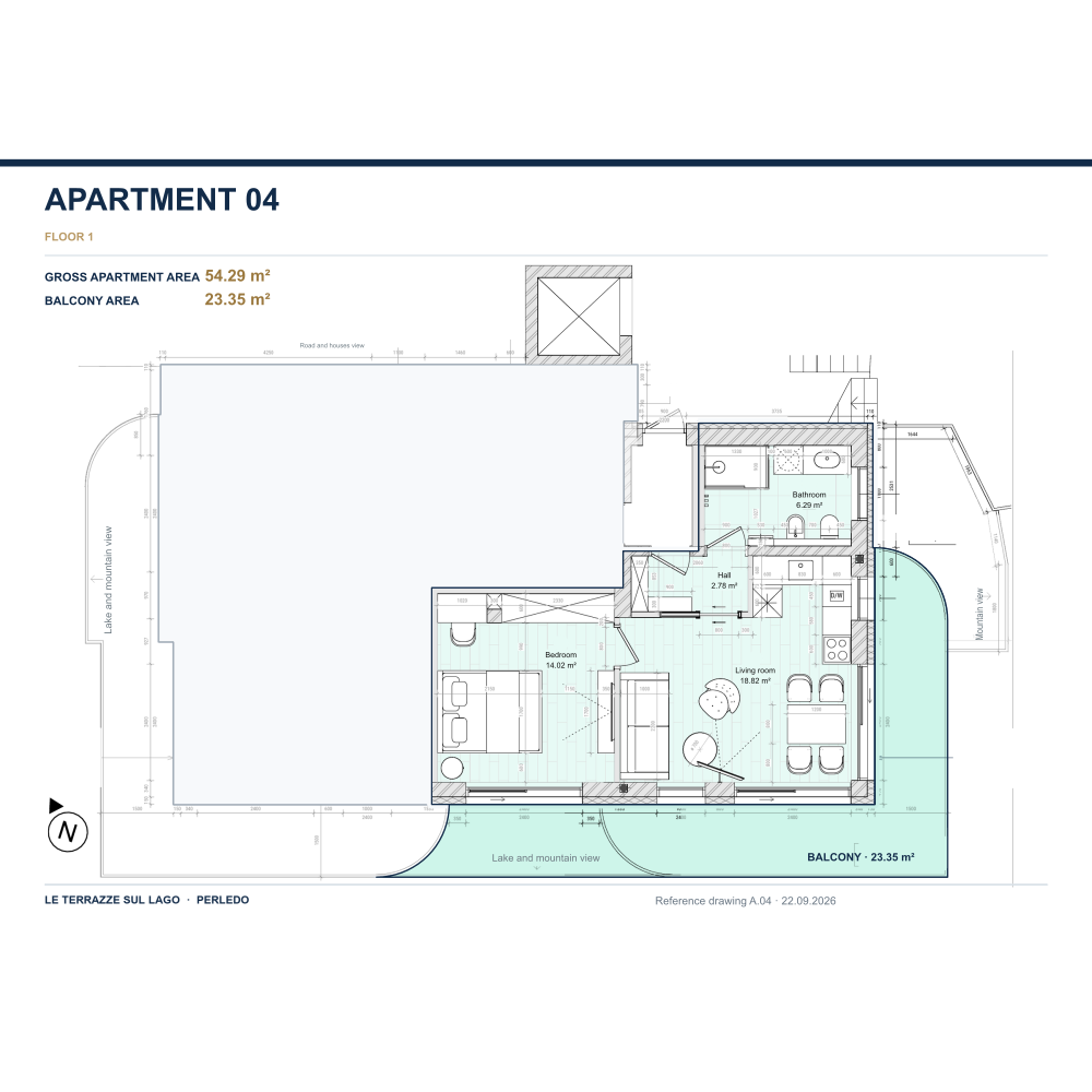 Apartment 04 floor plan, with the residence highlighted