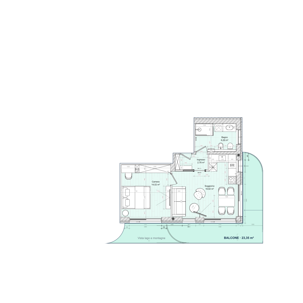 Apartment 04 floor plan, with the residence highlighted