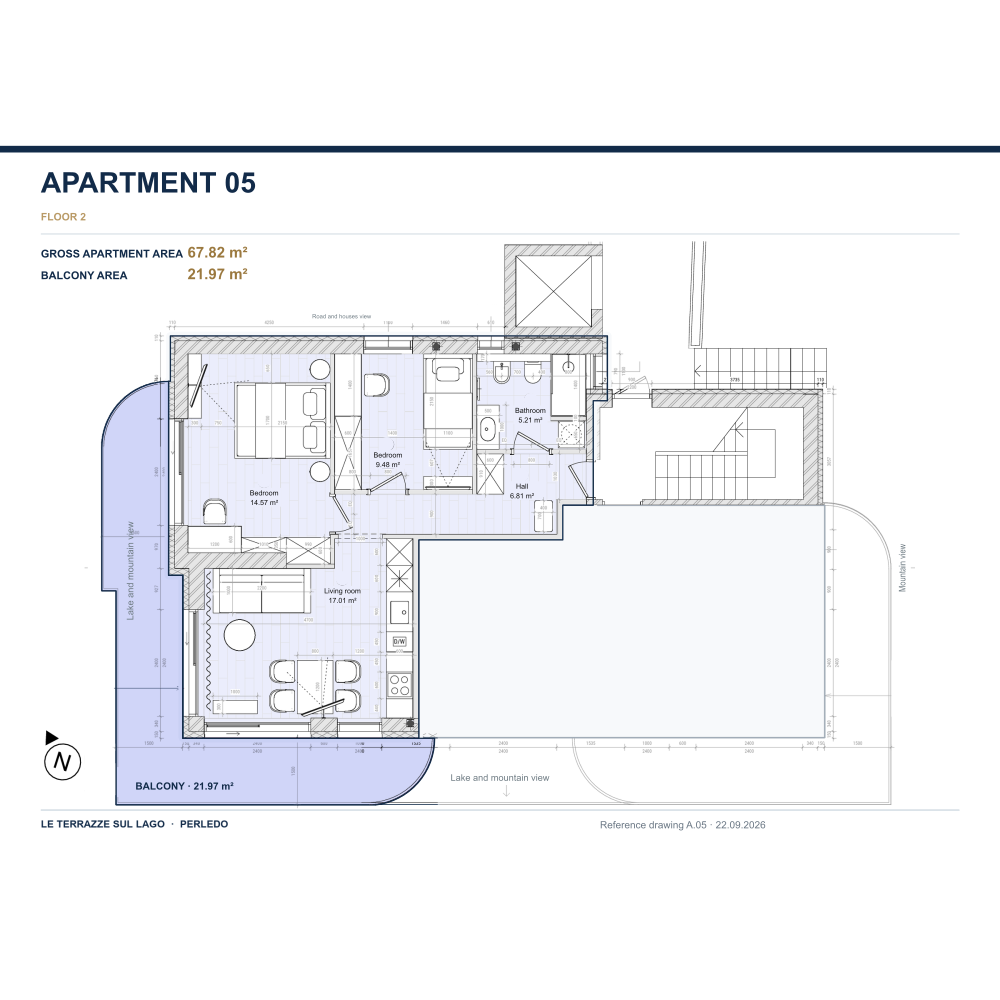 Apartment 05 floor plan, with the residence highlighted