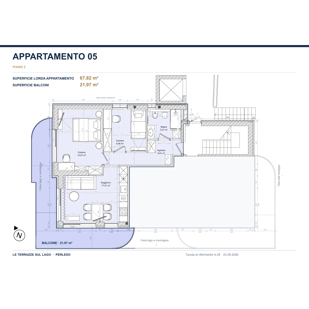 Apartment 05 floor plan, with the residence highlighted