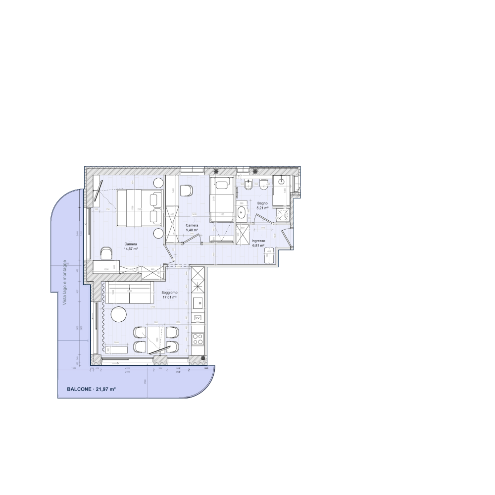 Apartment 05 floor plan, with the residence highlighted