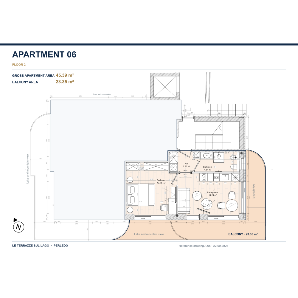 Apartment 06 floor plan, with the residence highlighted
