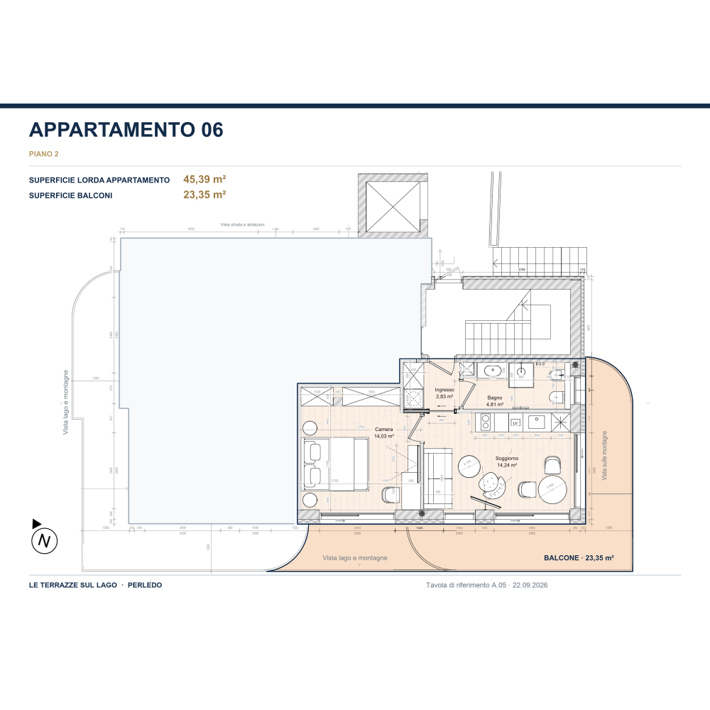 Apartment 06 floor plan, with the residence highlighted