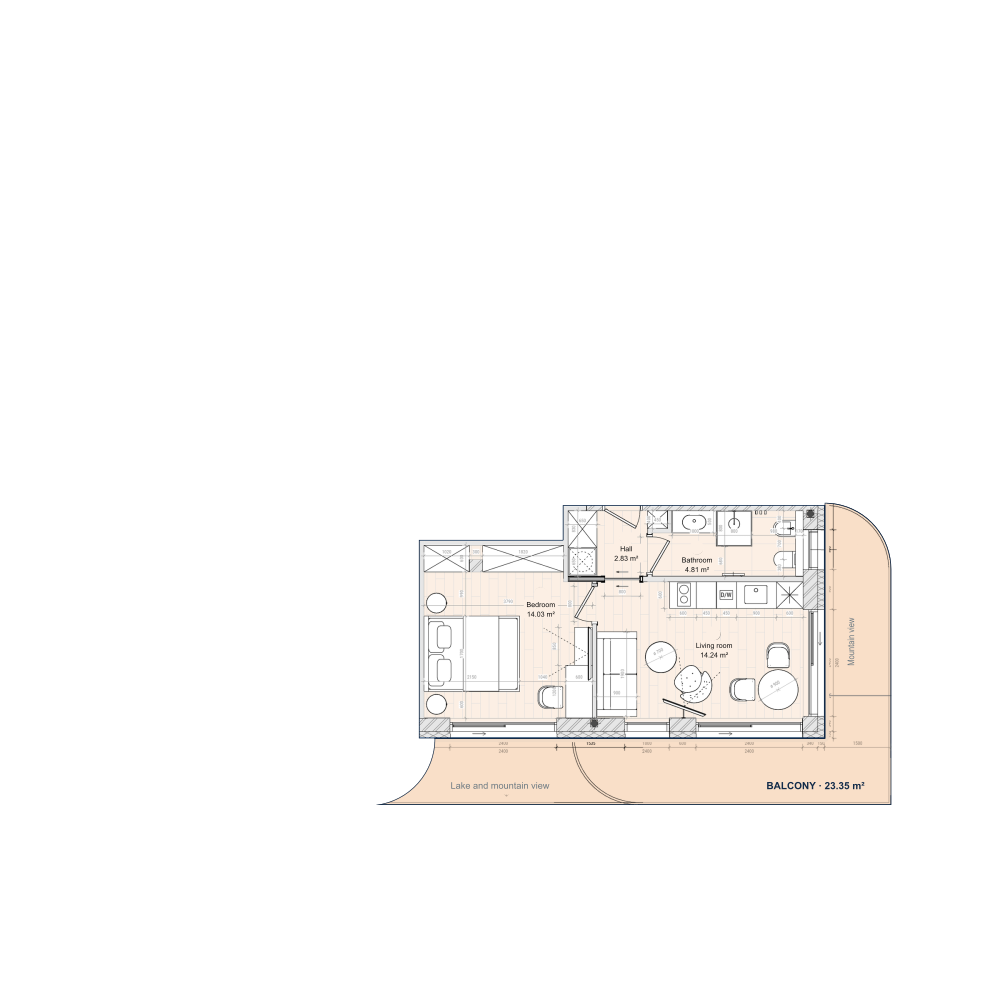 Apartment 06 floor plan, with the residence highlighted